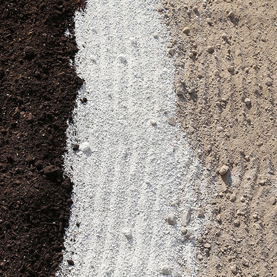 new lawn bed prepped with pumice and compost