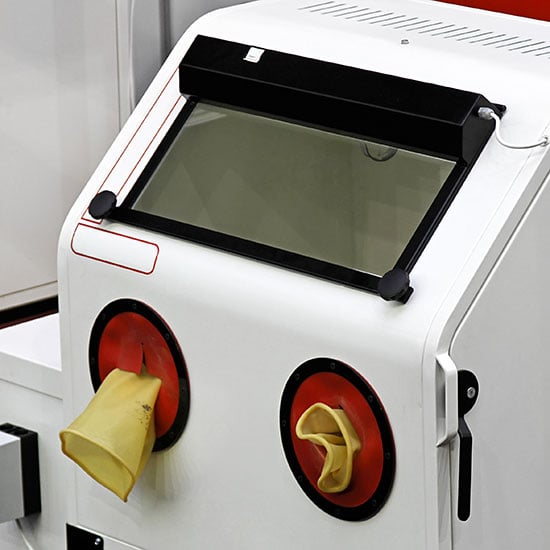 a sandblasting cabinet