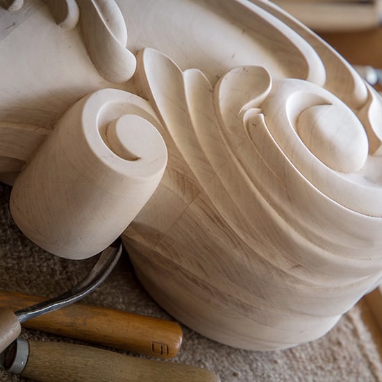 silky-smooth wood-carved detail